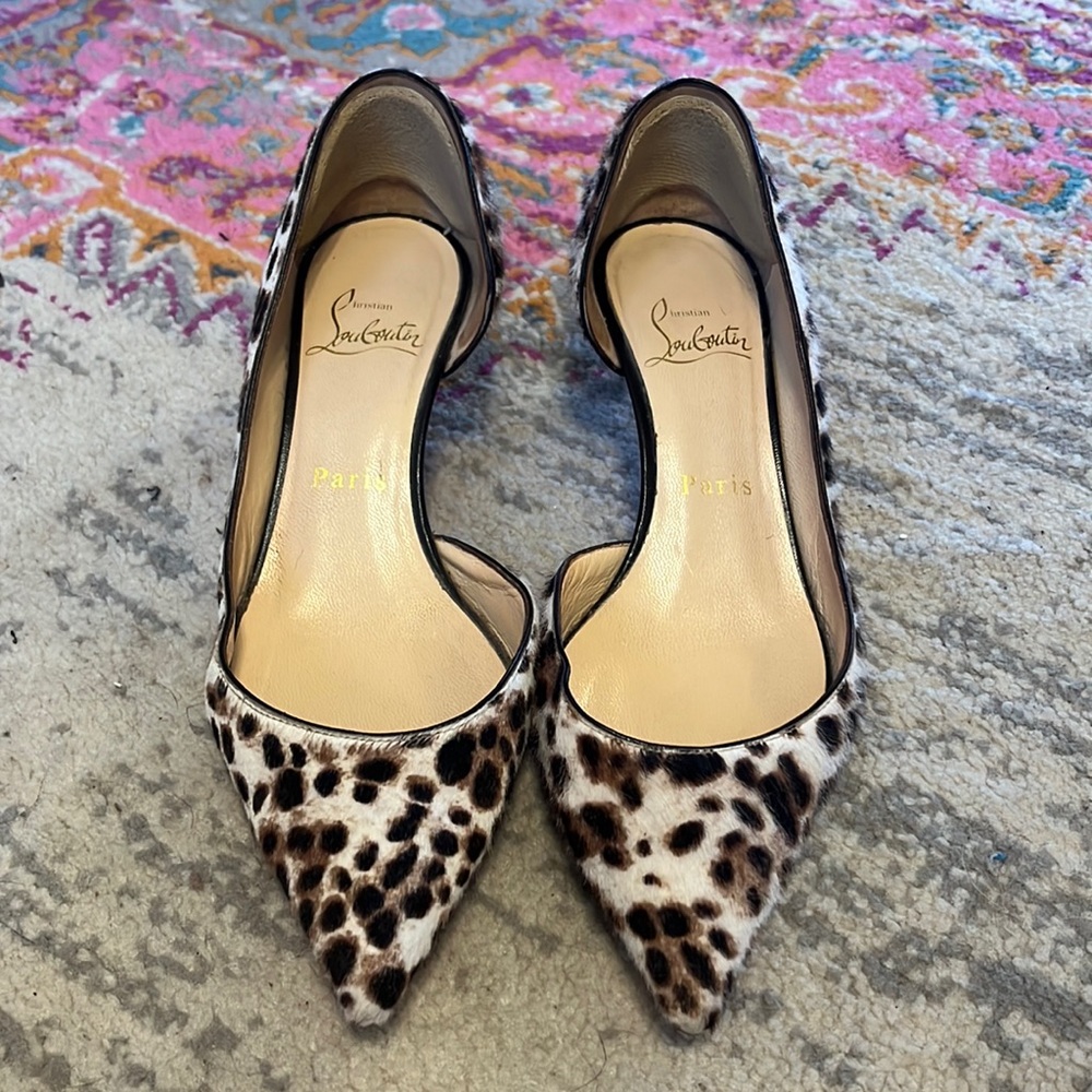 Louboutin Leopard print kitten heels